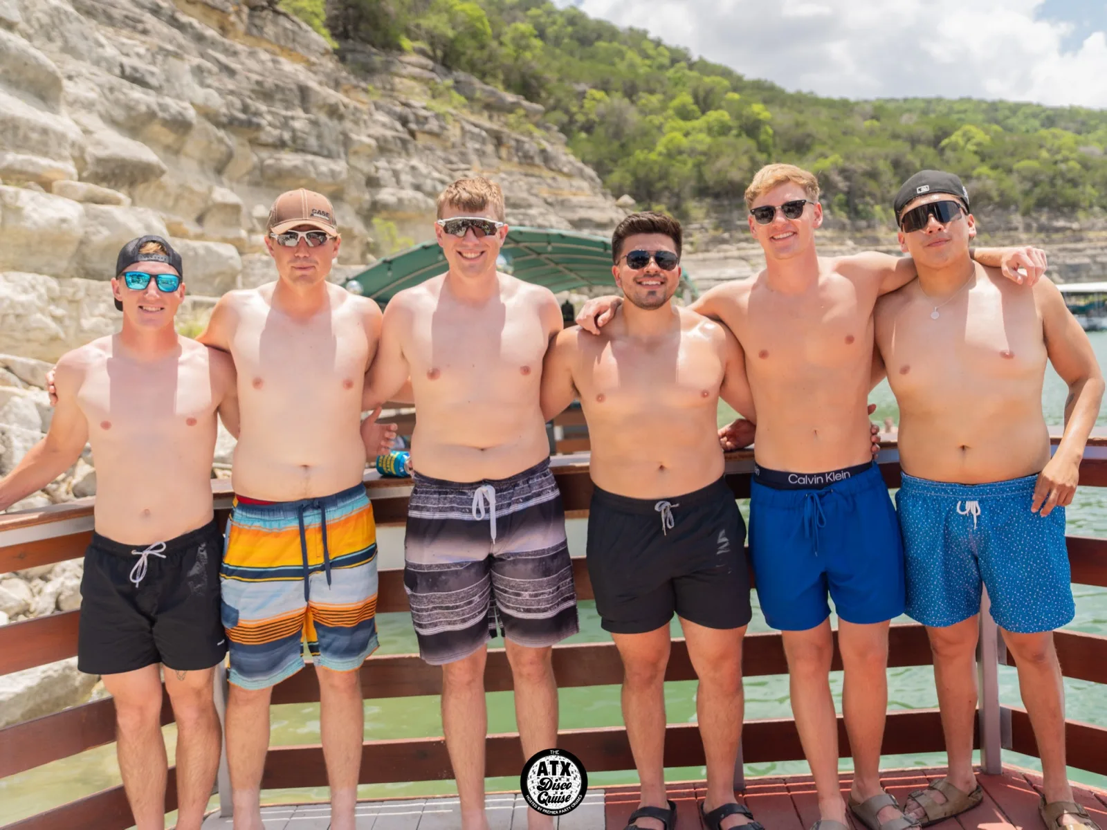 bachelor party group arriving at a resort-style Austin house with a pool and BBQ setup